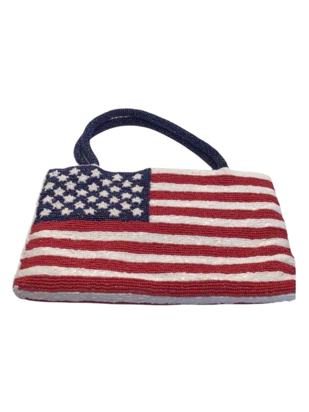 Vintage Valerie Stevens Beaded Flag Clutch Evening Bag.